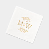 カップルモダンモノグラムイニシャルエレガント植物学 箔ナプキン (左)