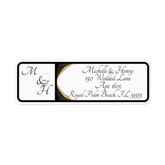 カップルモダンモノグラム差出人住所 ラベル (正面)