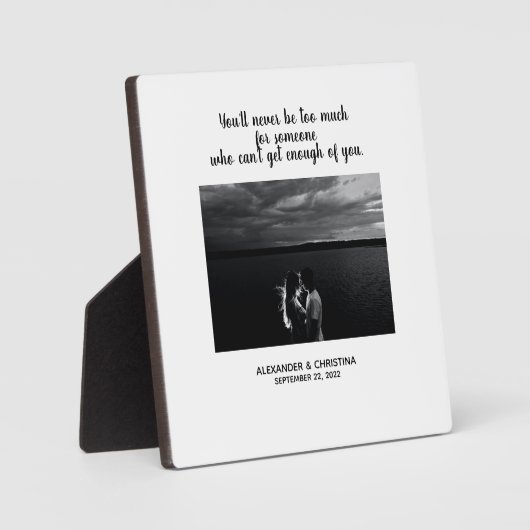 カップルモダンラヴパーソナライズされた引用文 フォトプラーク (正面)