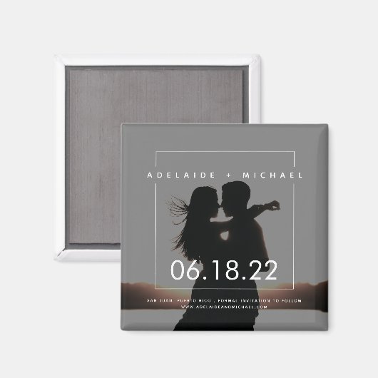 カップルモダン写真エレガント日付の保存 マグネット (正面/裏面)