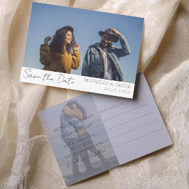 カップルモダン写真Save the Date 結婚's 案内ポストカード