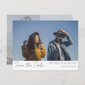 カップルモダン写真Save the Date 結婚's 案内ポストカード (正面/裏面)