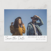 カップルモダン写真Save the Date 結婚's 案内ポストカード (正面)