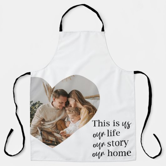 カップルモダン家族の写真と家族の引用文ギフト エプロン (正面)