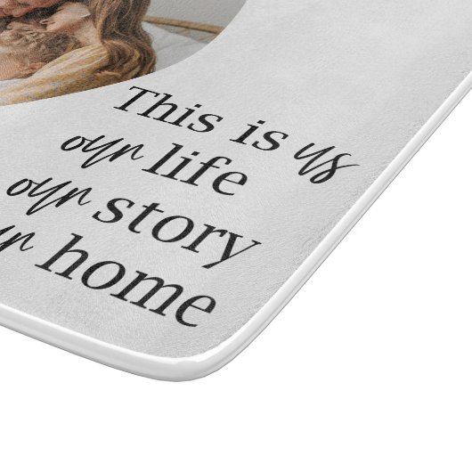 カップルモダン家族の写真と家族の引用文ギフト カッティングボード (角)