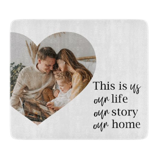 カップルモダン家族の写真と家族の引用文ギフト カッティングボード (正面)