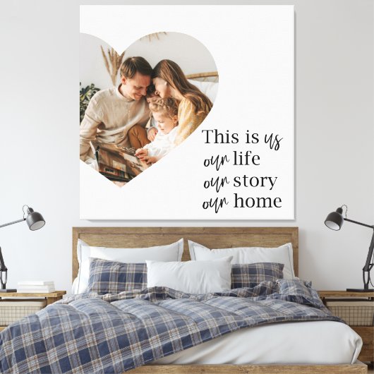 カップルモダン家族の写真と家族の引用文ギフト キャンバスプリント (インサイチュ (寝室))
