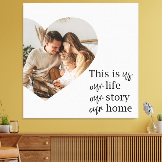 カップルモダン家族の写真と家族の引用文ギフト キャンバスプリント (インサイチュ (リビング))