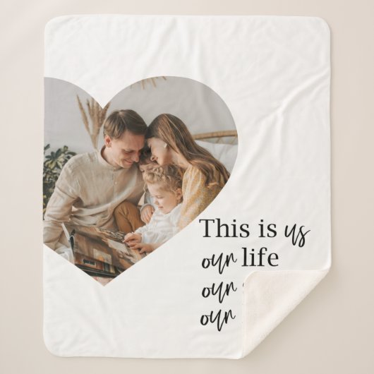 カップルモダン家族の写真と家族の引用文ギフト シェルパブランケット (正面)