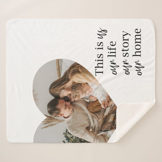 カップルモダン家族の写真と家族の引用文ギフト シェルパブランケット (正面(横))