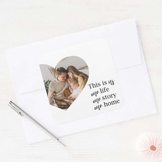 カップルモダン家族の写真と家族の引用文ギフト スクエアシール (封筒)