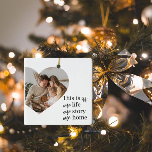 カップルモダン家族の写真と家族の引用文ギフト セラミックオーナメント