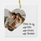 カップルモダン家族の写真と家族の引用文ギフト セラミックオーナメント (正面)