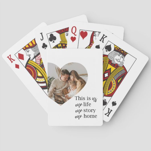 カップルモダン家族の写真と家族の引用文ギフト トランプ (裏面)