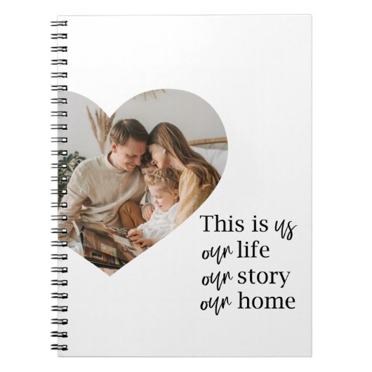 カップルモダン家族の写真と家族の引用文ギフト ノートブック (正面)