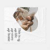 カップルモダン家族の写真と家族の引用文ギフト フリースブランケット (正面(横))