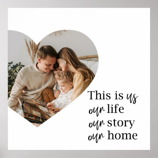 カップルモダン家族の写真と家族の引用文ギフト ポスター (正面)