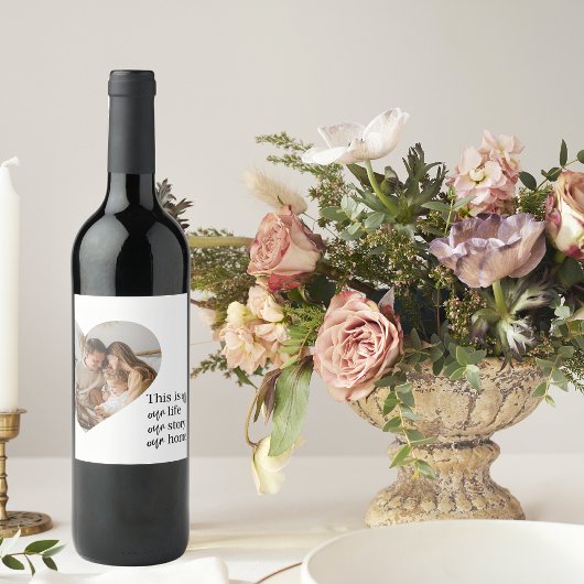 カップルモダン家族の写真と家族の引用文ギフト ワインラベル