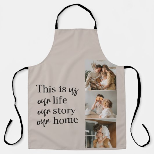 カップルモダン家族の写真と家族の引用文ラブリー エプロン (正面)