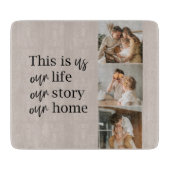 カップルモダン家族の写真と家族の引用文ラブリー カッティングボード (正面)