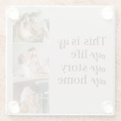 カップルモダン家族の写真と家族の引用文ラブリー ガラスコースター (裏面)