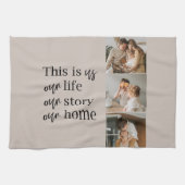 カップルモダン家族の写真と家族の引用文ラブリー キッチンタオル (横)