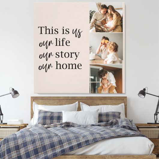 カップルモダン家族の写真と家族の引用文ラブリー キャンバスプリント (インサイチュ (寝室))