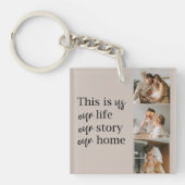カップルモダン家族の写真と家族の引用文ラブリー キーホルダー (正面)