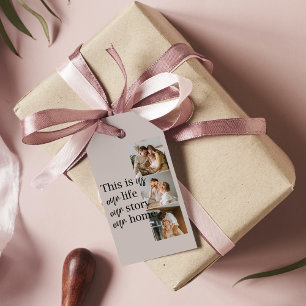 カップルモダン家族の写真と家族の引用文ラブリー ギフトタグ