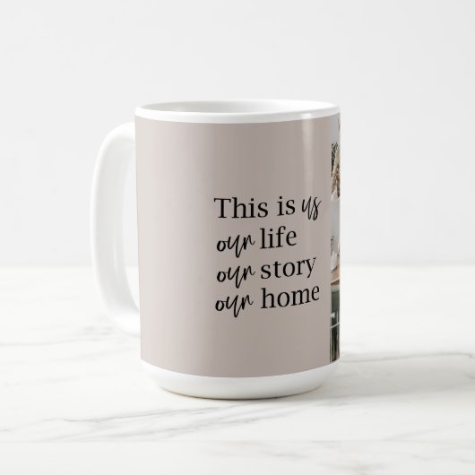 カップルモダン家族の写真と家族の引用文ラブリー コーヒーマグカップ (正面左)