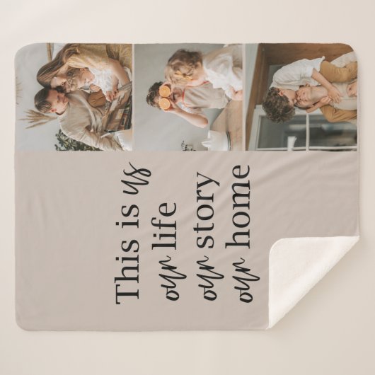 カップルモダン家族の写真と家族の引用文ラブリー シェルパブランケット (正面(横))