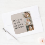 カップルモダン家族の写真と家族の引用文ラブリー スクエアシール (封筒)