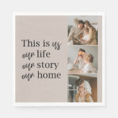 カップルモダン家族の写真と家族の引用文ラブリー スタンダードランチョンナプキン (正面)