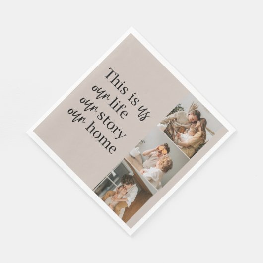 カップルモダン家族の写真と家族の引用文ラブリー スタンダードランチョンナプキン (角)