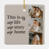 カップルモダン家族の写真と家族の引用文ラブリー セラミックオーナメント (裏面)