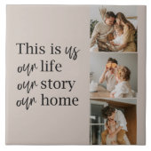 カップルモダン家族の写真と家族の引用文ラブリー タイル (正面)