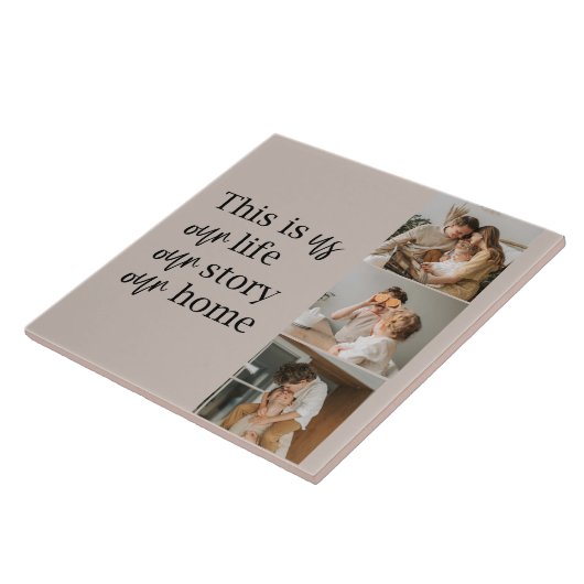 カップルモダン家族の写真と家族の引用文ラブリー タイル (側面)