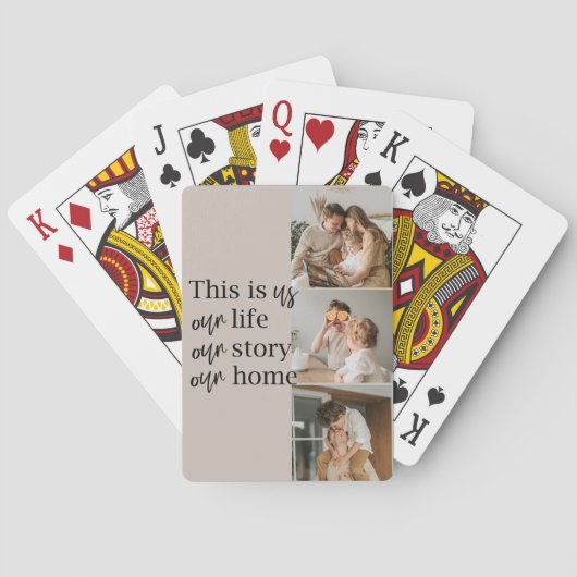 カップルモダン家族の写真と家族の引用文ラブリー トランプ (裏面)