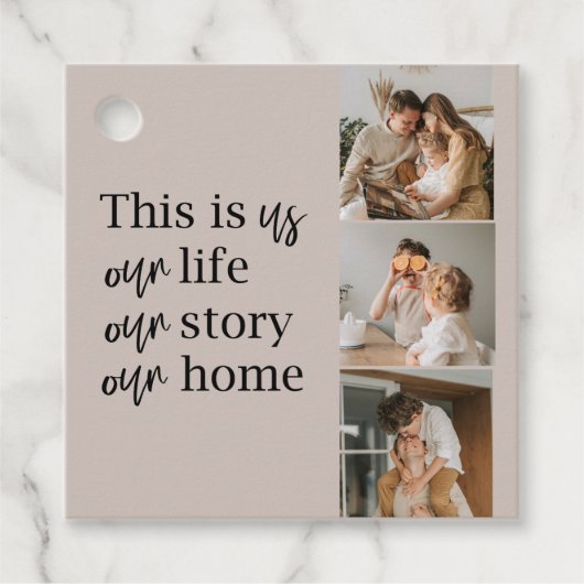 カップルモダン家族の写真と家族の引用文ラブリー フェイバータグ (正面)