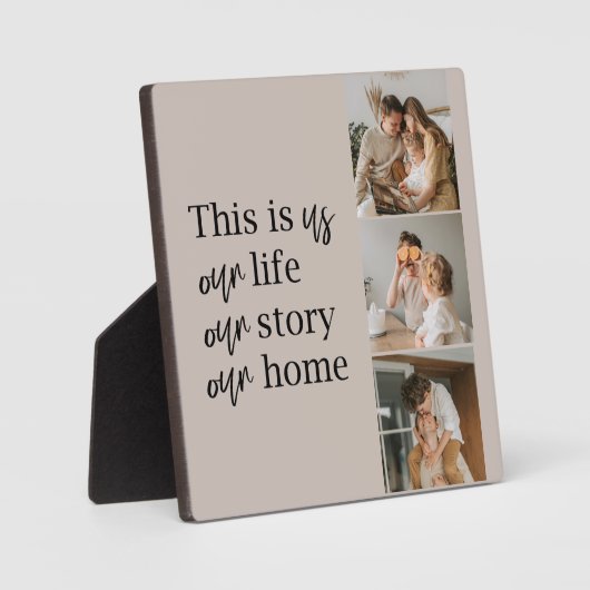 カップルモダン家族の写真と家族の引用文ラブリー フォトプラーク (正面)