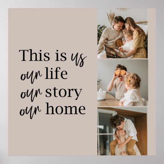 カップルモダン家族の写真と家族の引用文ラブリー ポスター (正面)