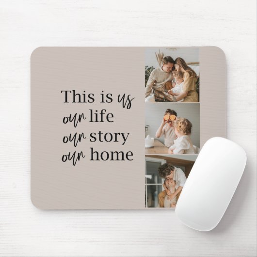カップルモダン家族の写真と家族の引用文ラブリー マウスパッド (マウス)