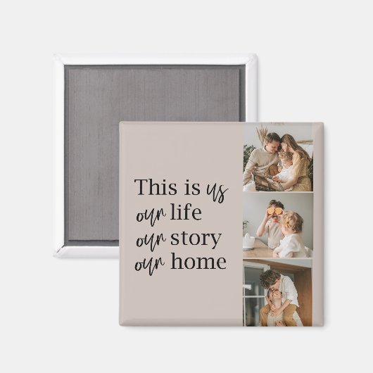 カップルモダン家族の写真と家族の引用文ラブリー マグネット (正面/裏面)
