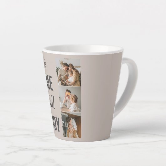 カップルモダン家族の写真と家族の引用文 カフェラテマグ (右アングル)