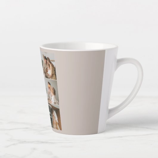 カップルモダン家族の写真と家族の引用文 カフェラテマグ (右)