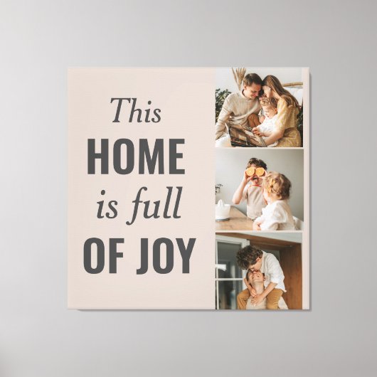 カップルモダン家族の写真と家族の引用文 キャンバスプリント (正面)
