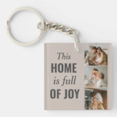 カップルモダン家族の写真と家族の引用文 キーホルダー (正面)