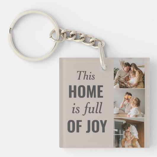 カップルモダン家族の写真と家族の引用文 キーホルダー (正面)
