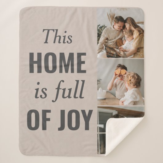 カップルモダン家族の写真と家族の引用文 シェルパブランケット (正面)