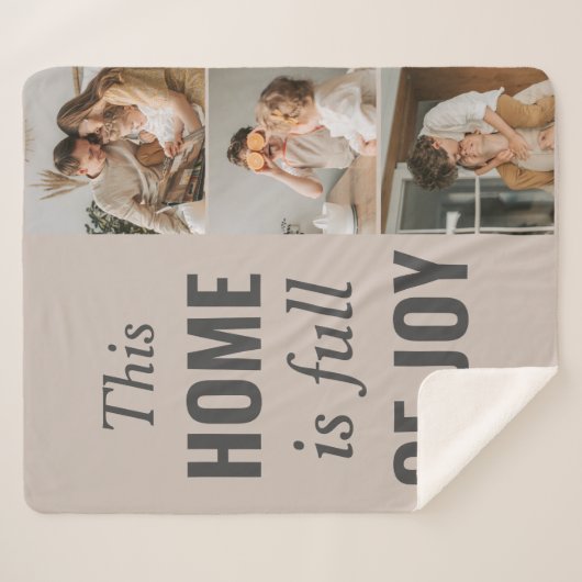 カップルモダン家族の写真と家族の引用文 シェルパブランケット (正面(横))